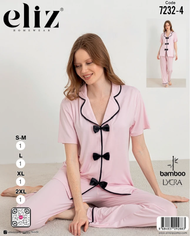 ELİZ 7232-4 WOMEN'S BOWTIE PAJAMA SET