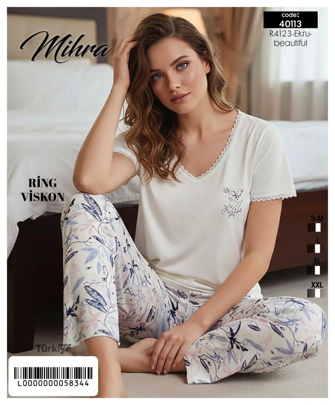 MİHRA 40113 R4123 Ring Viskon-V Yaka Dantelli TK E