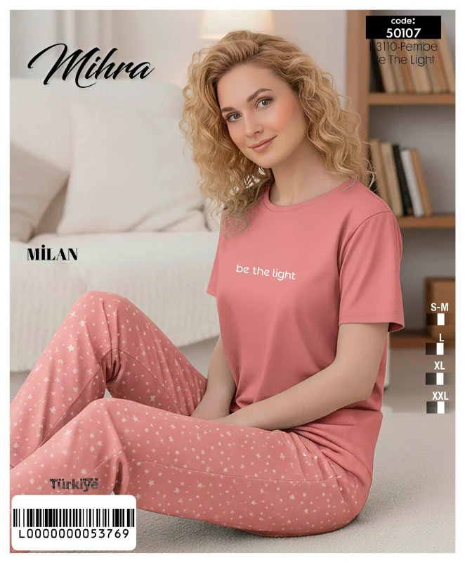 MİHRA 50107 R3110 MİLAN KISA KOL ALT UZUN PİJAMA