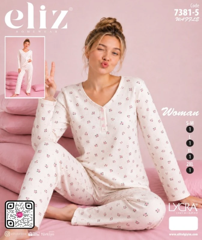 ELİZ 7381-5 WAFFLE PATLI PİJAMA TAKIMI