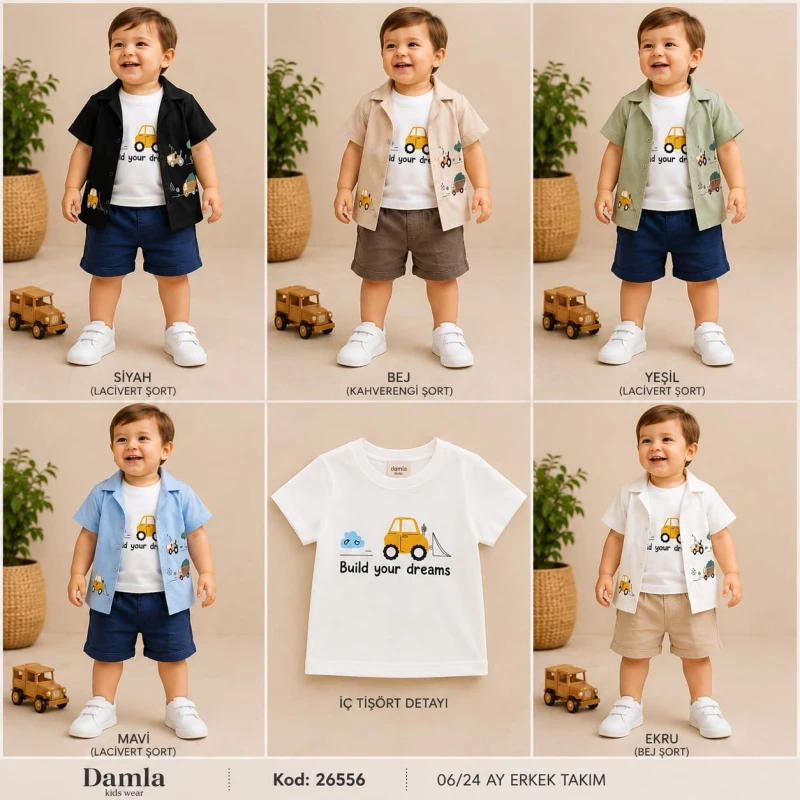 DAMLA 26556 ARABA BASKILI ERKEK BEBEK TAKIM 06-24 AY