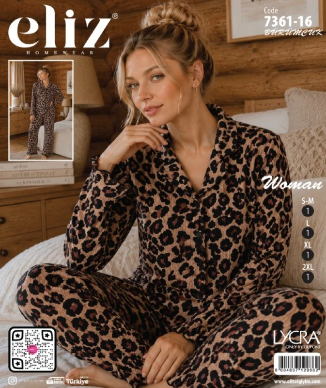 ELİZ 7361-16 BÜRÜMCÜK DÜĞMELİ PİJAMA TAKIMI