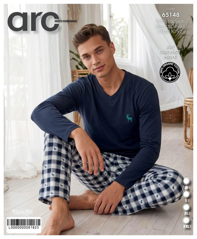 MİHRA 65148 R5121 20/1 SUPERIOR V-NECK PRINTED SUIT