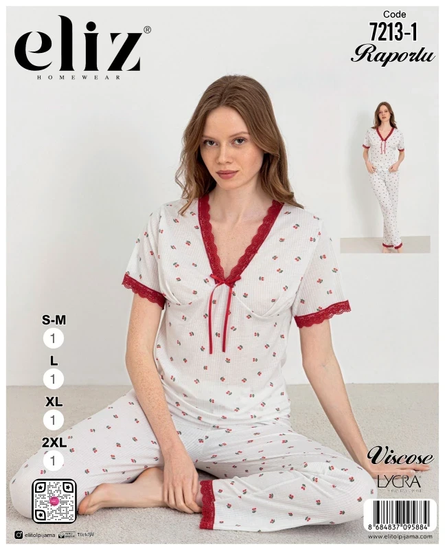 ELİZ 7213-1 DANTELLİ PİJAMA TAKIMI EKRU