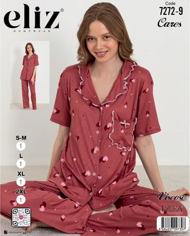 ELİZ 7272-9 KADIN DÜĞMELİ PİJAMA TAKIMI