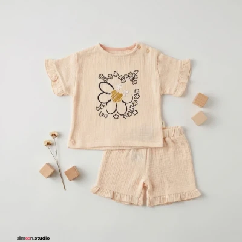 CANCUNO 2627 ÇİÇEK DESENLİ MÜSLİN KIZ TK 9-18