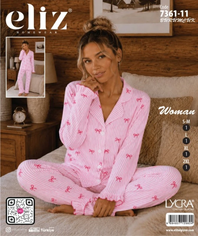 ELİZ 7361-11 BÜRÜMCÜK DÜĞMELİ PİJAMA TAKIMI