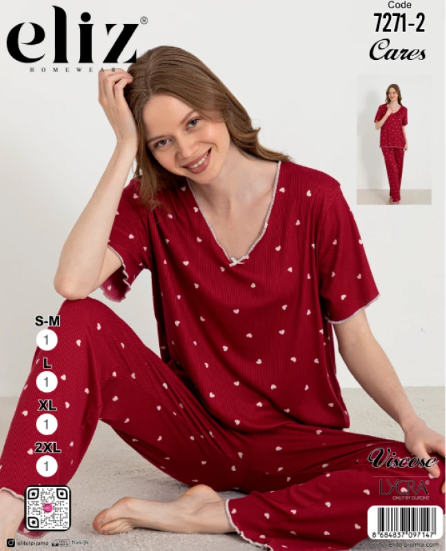 ELİZ 7271-2 WOMEN'S V-NECK PAJAMA SET