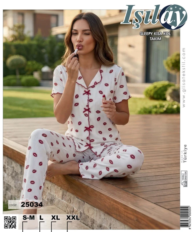 ISILAY 25034 SLEEPY FİYONKLU GÖMLEK YAKA KISA KOL 