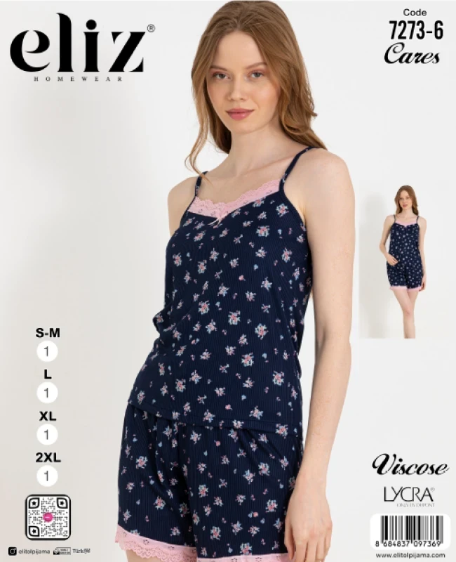 ELİZ 7273-6 KADIN İP ASKILI ŞORT TAKIM