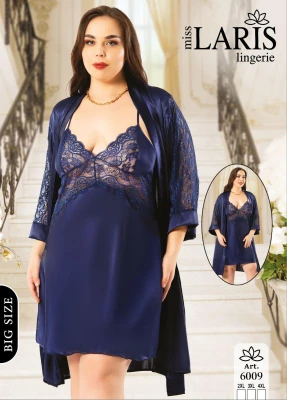 MİSS LARİS 6009 SATEN SABAHLIKLI 2'Lİ BATTAL TAKIM
