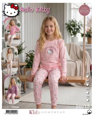 TARIK HELLO KITTY 6725 KIZ ÇOCUK İNTERLOK PİJAMA TAKIMI 2-6 YAŞ