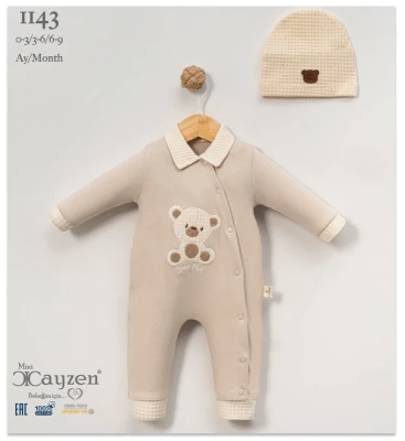 CAYZEN 1143 AYICIK NAKIŞLI BEBEK TULUMU 3-9 AY