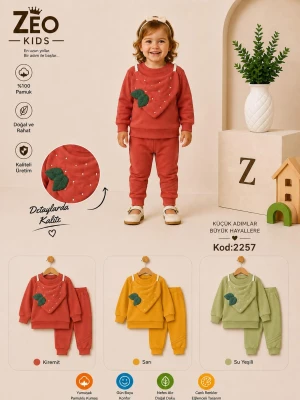 MİNİZEO 2257 MEYVELİ NAKIŞLI KIZ BEBEK TAKIM 6-18 AY