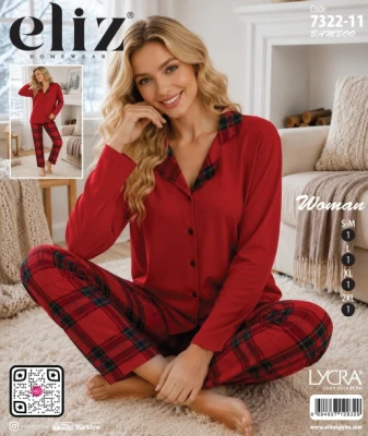 ELİZ 7322-11 MİLAN DÜĞMELİ BAMBU PİJAMA TAKIMI