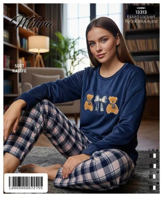 MİHRA 13313 R4669 VELVET LONG SLEEVE BOTTOM LONG LEG FRESH SUIT