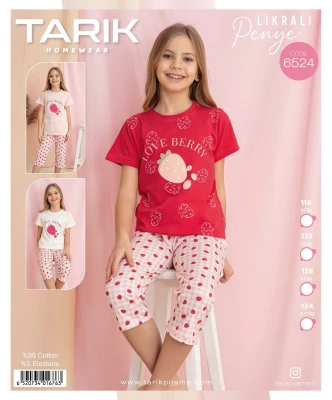 TARIK 6524 ÇİLEK PANO BASKILI KAPRİ GARSON EKRU 6-