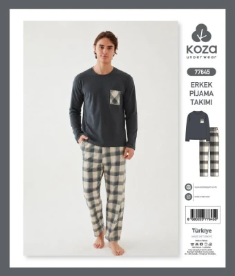 KOZA SOFT 77645 FÜME ERKEK PİJAMA TAKIMI – M-XXL