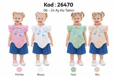 DAMLA 26470 ÇİÇEK BASKILI KIZ BEBEK TAKIM 06-24 AY