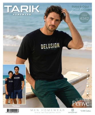 TARIK 4342 DELUSİON BASK K.KOL ŞORT LACİVERT M-2XL