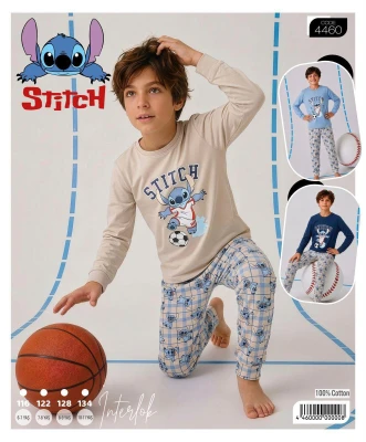 TARIK STITCH 4460 ERKEK GARSON TOP BASKILI PİJAMA TAKIMI LACİVERT 6-11 YAŞ