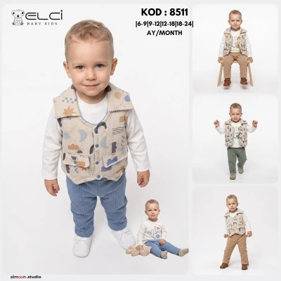 ELCİBABY 8511 ERKEK BEBEK 3'LÜ TAKIM 6-24 AY
