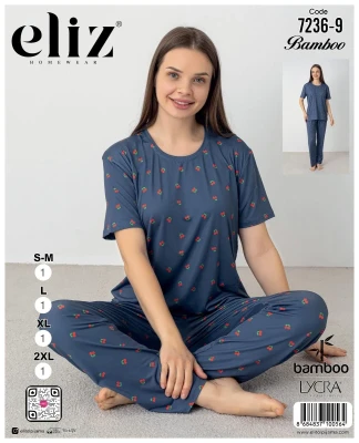 ELİZ 7236-9 BAMBOO BASİC PİJAMA TAKIMI LACİVERT S-XXL