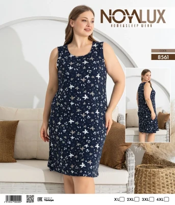NOYA 8561 GENİŞ ASKILI KADIN GECELİK LACİVERT