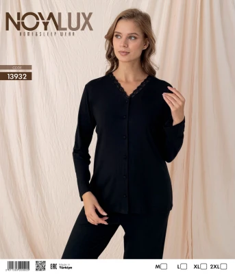 NOYALUX 13932 YELEK MODEL SİYAH KADIN PİJAMA TAKIMI – M-2XL