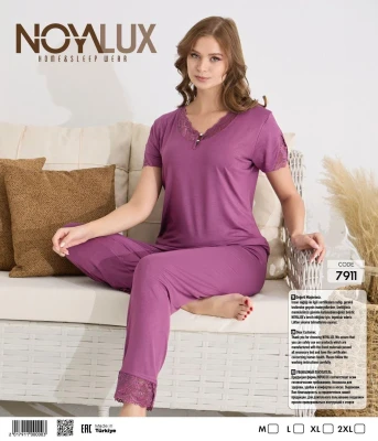 NOYA 7911 PAÇASI DANTELLİ PATLI KADIN PİJAMA TAKIMI VİOLET