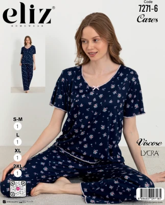 ELİZ 7271-6 WOMEN'S V-NECK PAJAMA SET