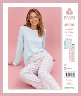 KOZA SOFT 70654 MAVİ KADIN PİJAMA TAKIMI – M-XL