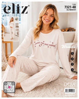 ELİZ 7321-48 MİLAN BASIC BAMBU PİJAMA TAKIMI