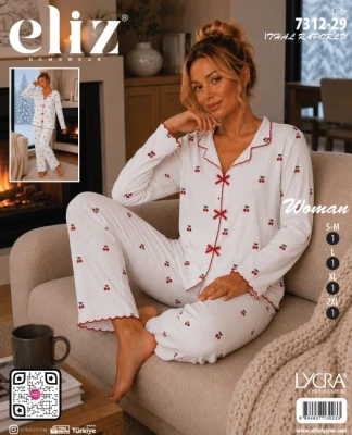 ELİZ 7312-29 İTHAL RAPORLU FİYONKLU PİJAMA TAKIMI