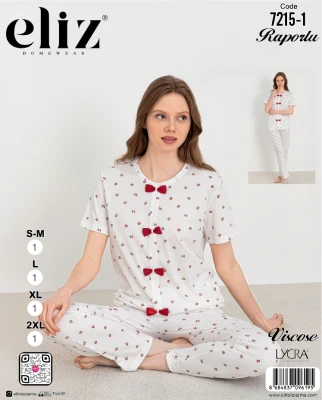 ELIZ 7215-1 BOWTIE PAJAMA SET
