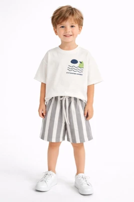 MAHLA KİDS 20112 SURF BASKI ŞORT TAKİM GRİ