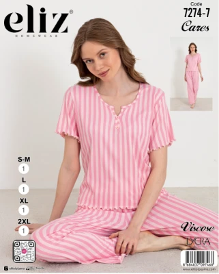 ELİZ 7274-7 WOMEN'S BUTTON PJAMA SET