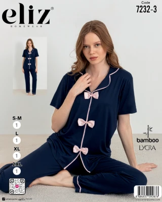 ELİZ 7232-3 WOMEN'S BOWTIE PAJAMA SET