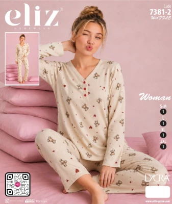 ELİZ 7381-2 WAFFLE PATLI PİJAMA TAKIMI