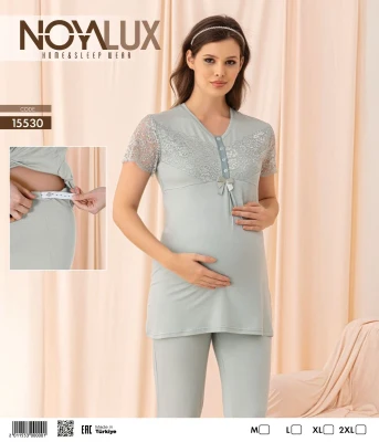 NOYALUX 15530 HAMİLE PİJAMA TAKIM YESİL
