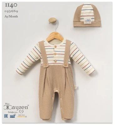 CAYZEN 1140 ASKILI ERKEK BEBEK TULUMU KAHVERENGİ 3-9 AY