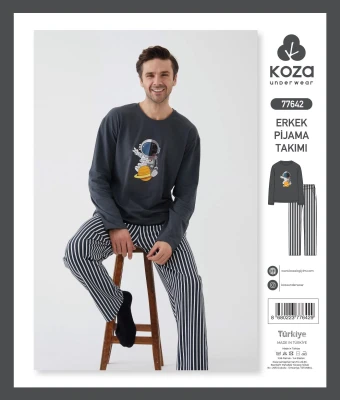KOZA SOFT 77642 FÜME ERKEK PİJAMA TAKIMI – M-XXL