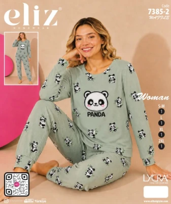ELİZ 7385-2 WAFFLE KOMPLE DESENLİ BASIC PİJAMA TAKIMI