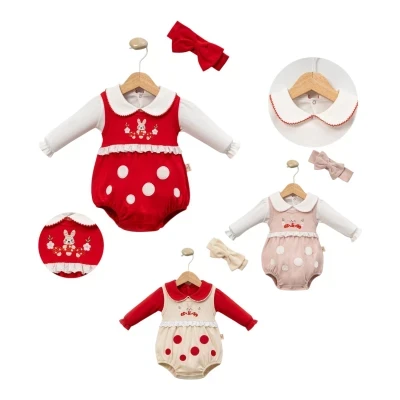 CAYZEN 1117 MANTAR NAKIŞLI BEBEK ROMPER 3-12 AY