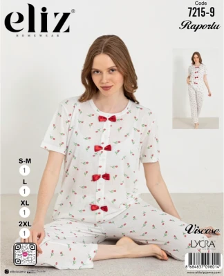 ELİZ 7215-9 PAPYONLU PİJAMA TAKIMI