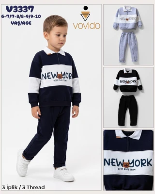 VOVİDO V3337 NEW YORK BASKILI ÜÇ İP TAKIM ERKEK ÇOCUK 6-10 YAŞ