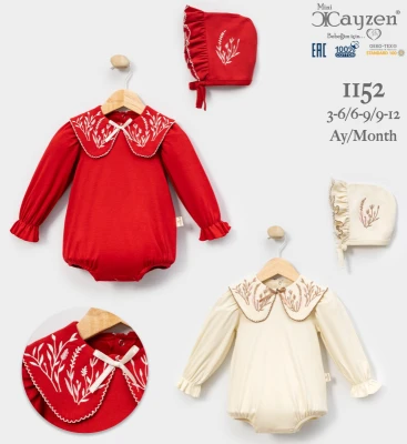 CAYZEN 1152 ARİANA KIZ BEBEK ROMPER KIRMIZI 3-12 AY
