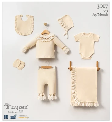 CAYZEN 3017 NATUREL GÜLLÜ 7 Lİ SET KREM