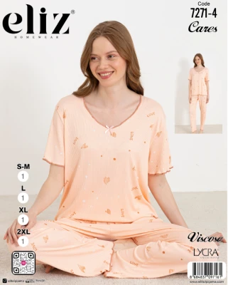 ELİZ 7271-4 BAYAN V YAKA PİJAMA TAKIMI