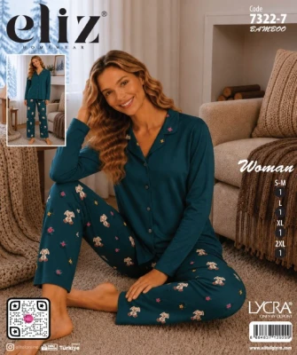 ELİZ 7322-7 MİLAN DÜĞMELİ BAMBU PİJAMA TAKIMI